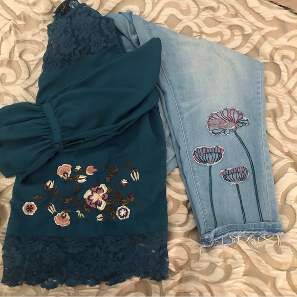Cold Shoulder Floral Embroidered Jessica Simpson Blouse Size 2X - Picture 8 of 8